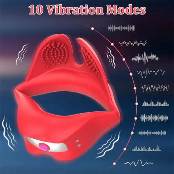 Vibrating Cock Penis Ring Sex Toy Male Tongue Design - Image 6